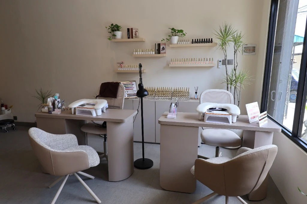 Manicure stations at ADA nail beauty lounge